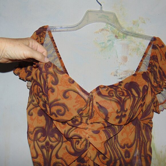 Pretty Little Things Corset Top Fleur De Lis 16 Coquette Boho Zip Back Cropped - Picture 2 of 6